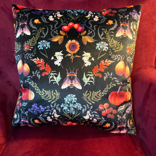 Bee dance luxury black velvet cushion Becca Who