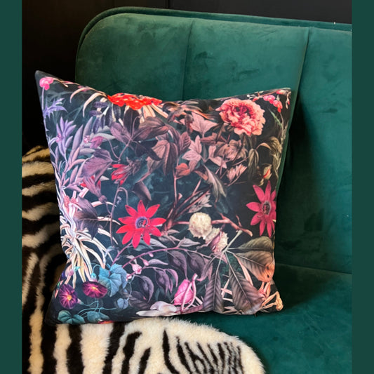 Autumnal blossoms luxury velvet cushion