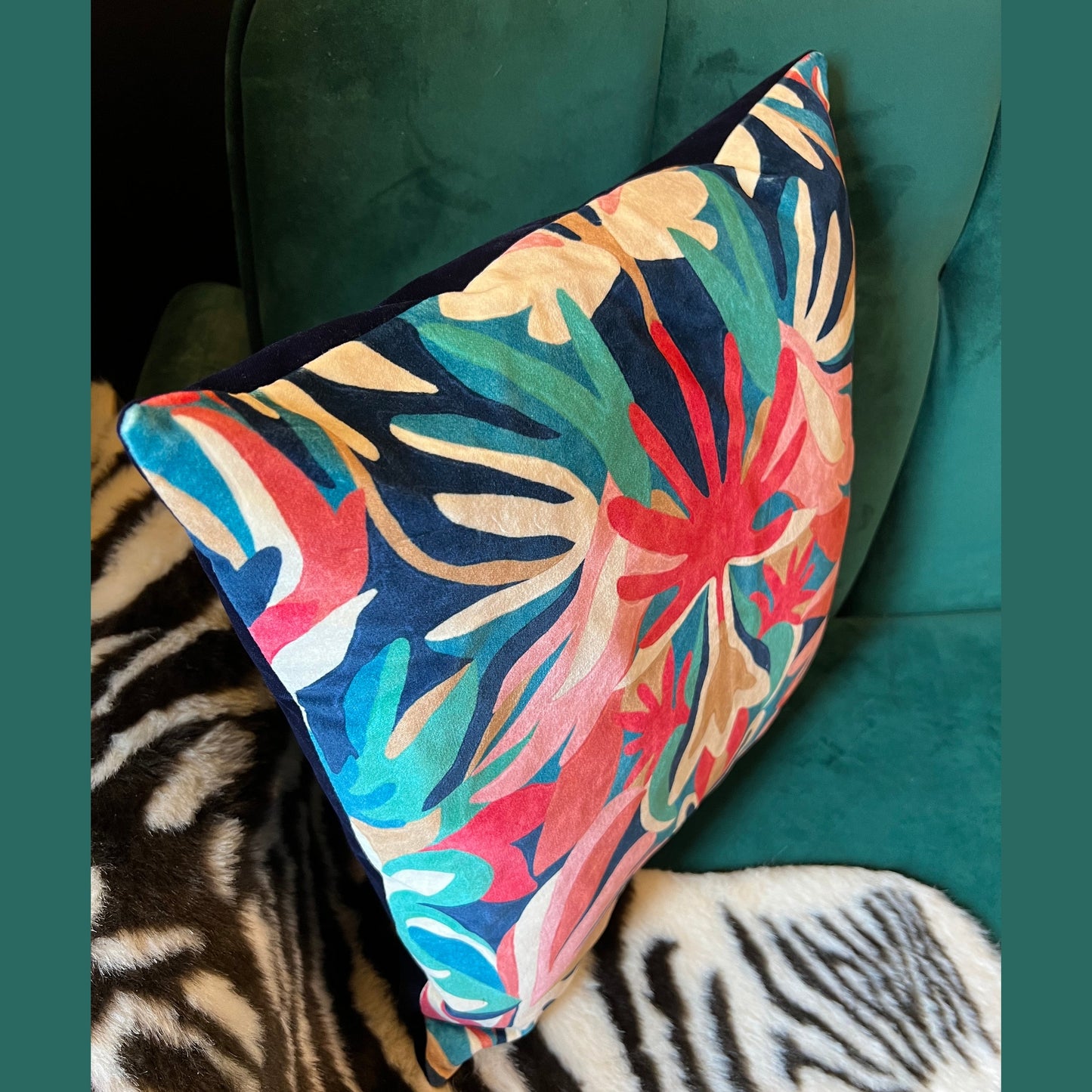Melora luxury velvet cushion Harlequin