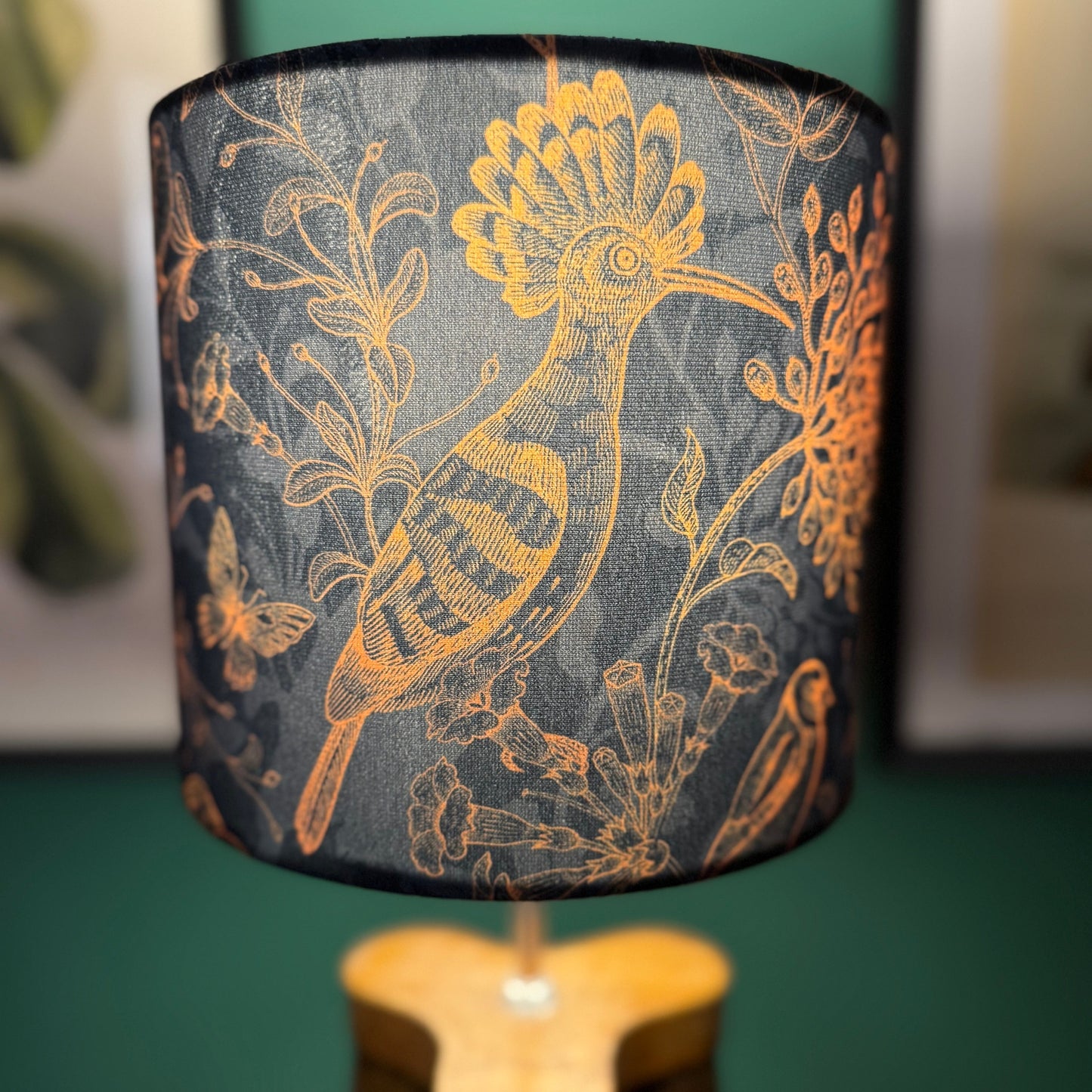 Rustic birds hoopoe gold bronze lampshade