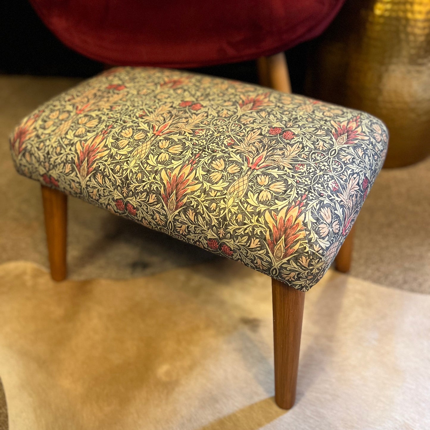 William Morris snakehead mocha Footstool