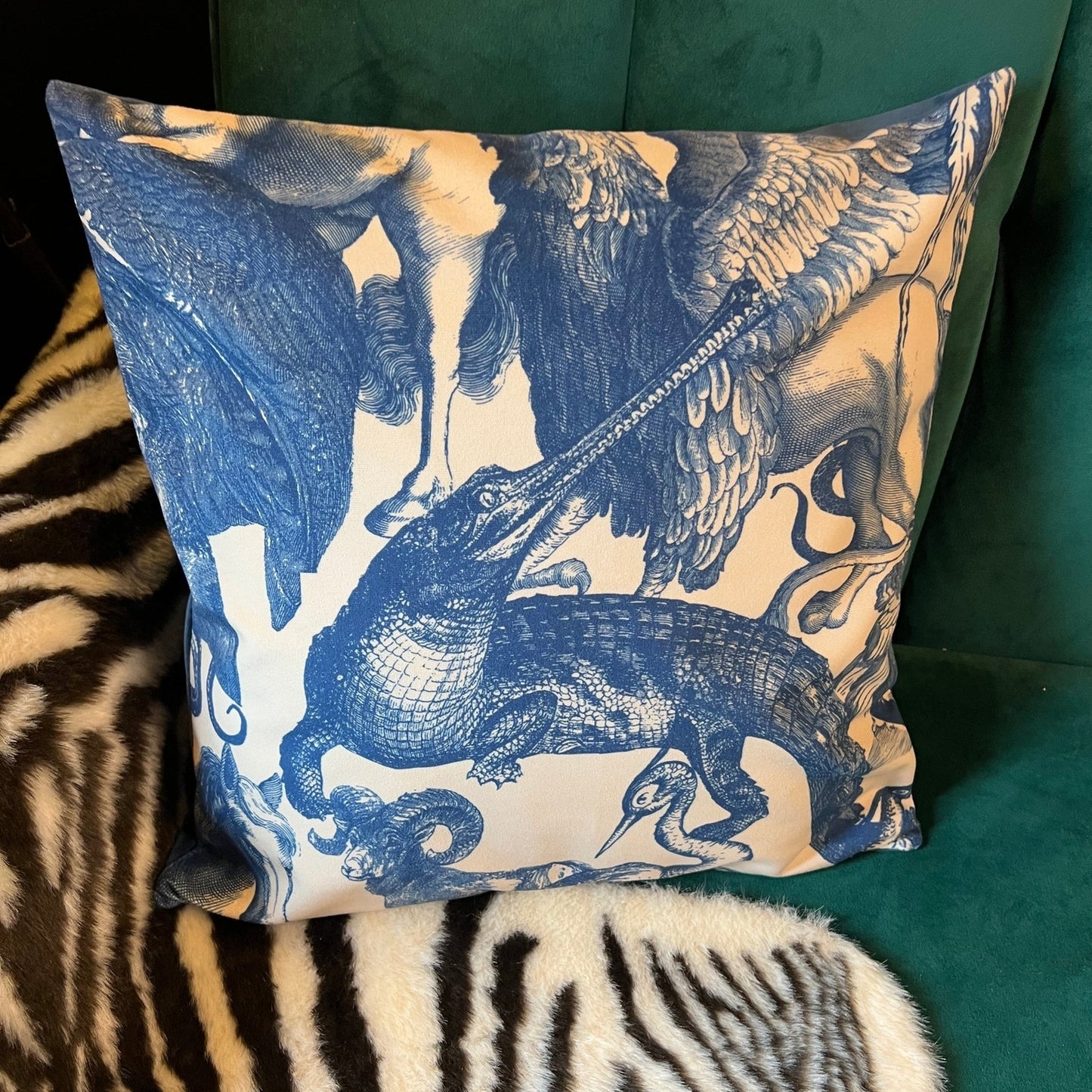 Mythical beasts luxury velvet cushion
