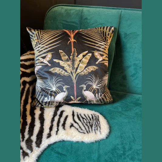 Crocodilia luxury ebony velvet cushion Becca Who