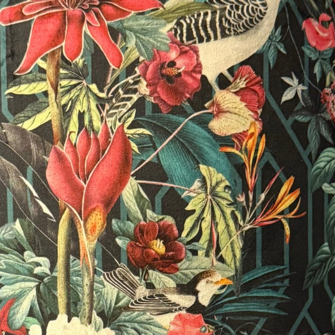 Geometric Jays | Black & Pink Velvet | Pendant Lampshade