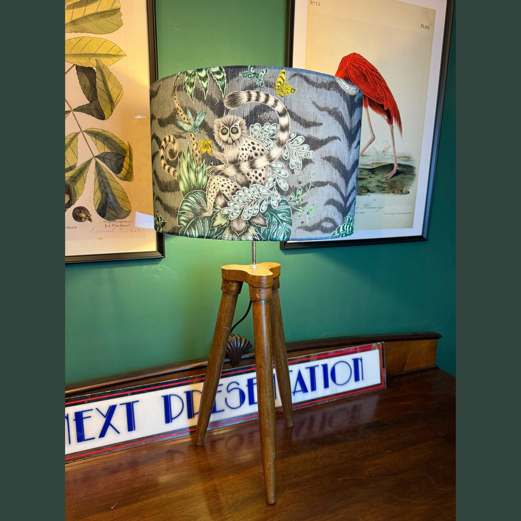 Lemur | Blue & Grey | Emma J Shipley | Lampshade