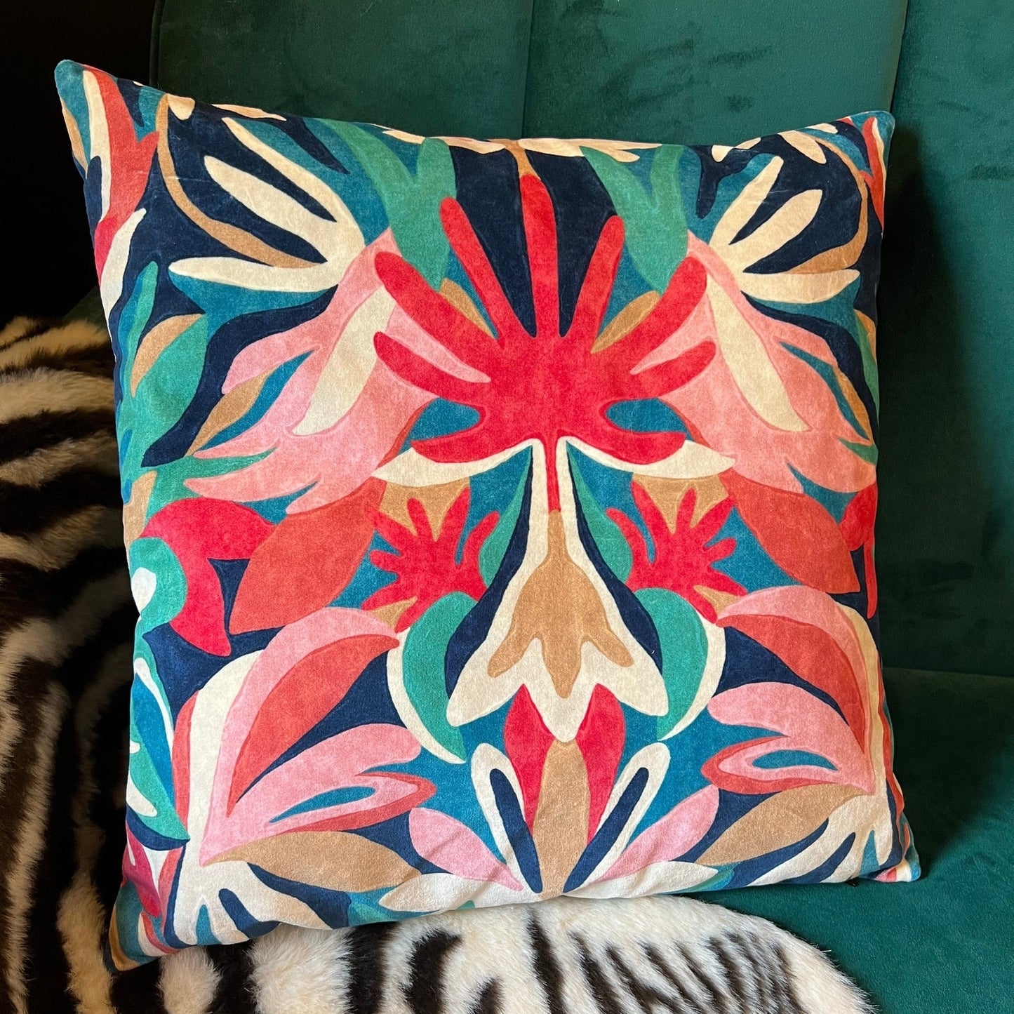 Melora luxury velvet cushion Harlequin