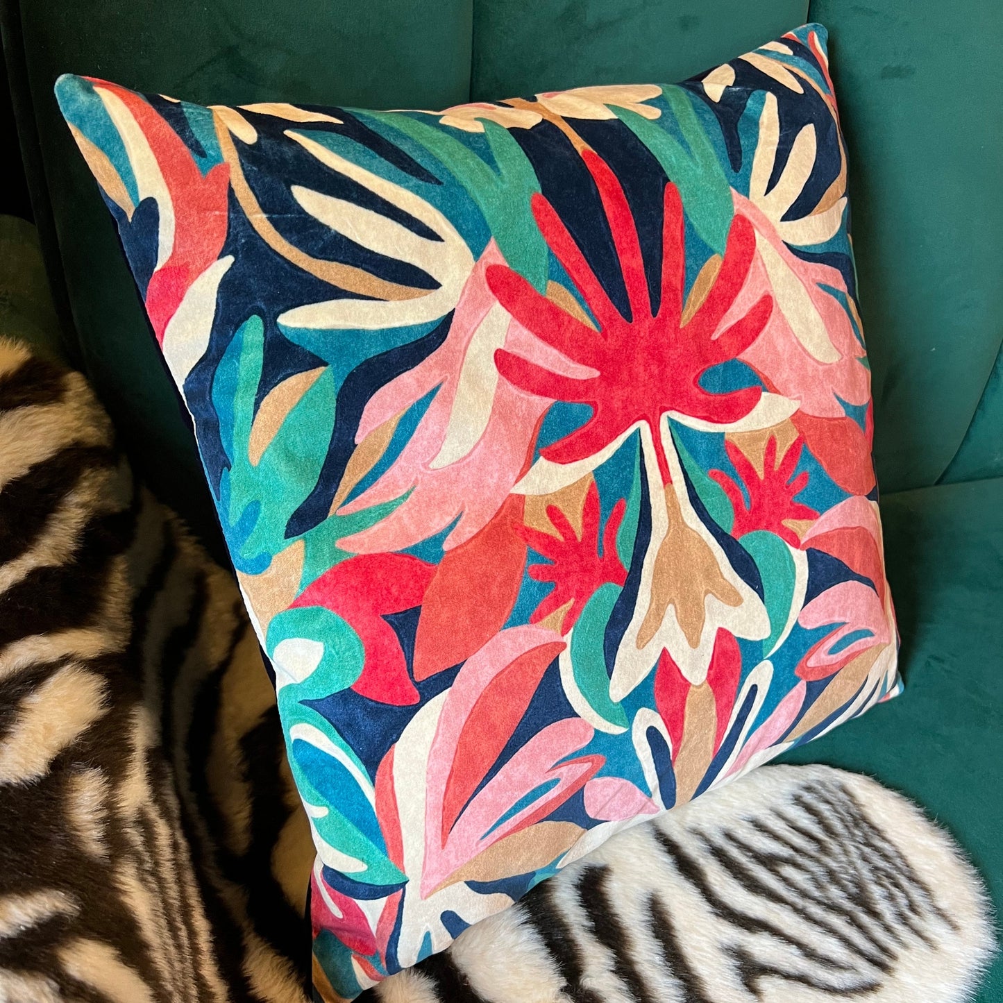 Melora luxury velvet cushion Harlequin