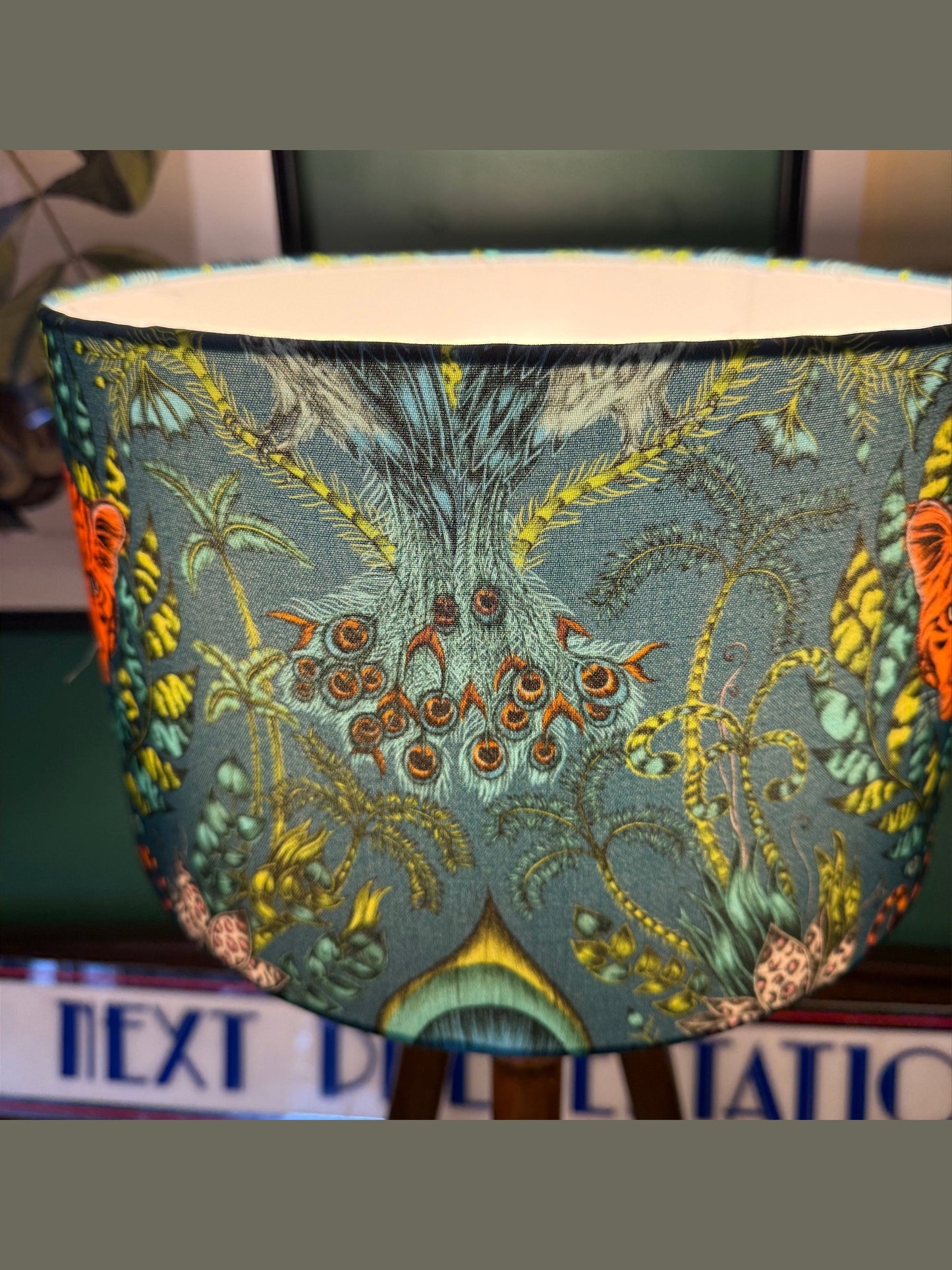 The Amazon tiger teal
lampshade Emma J Shipley jungle