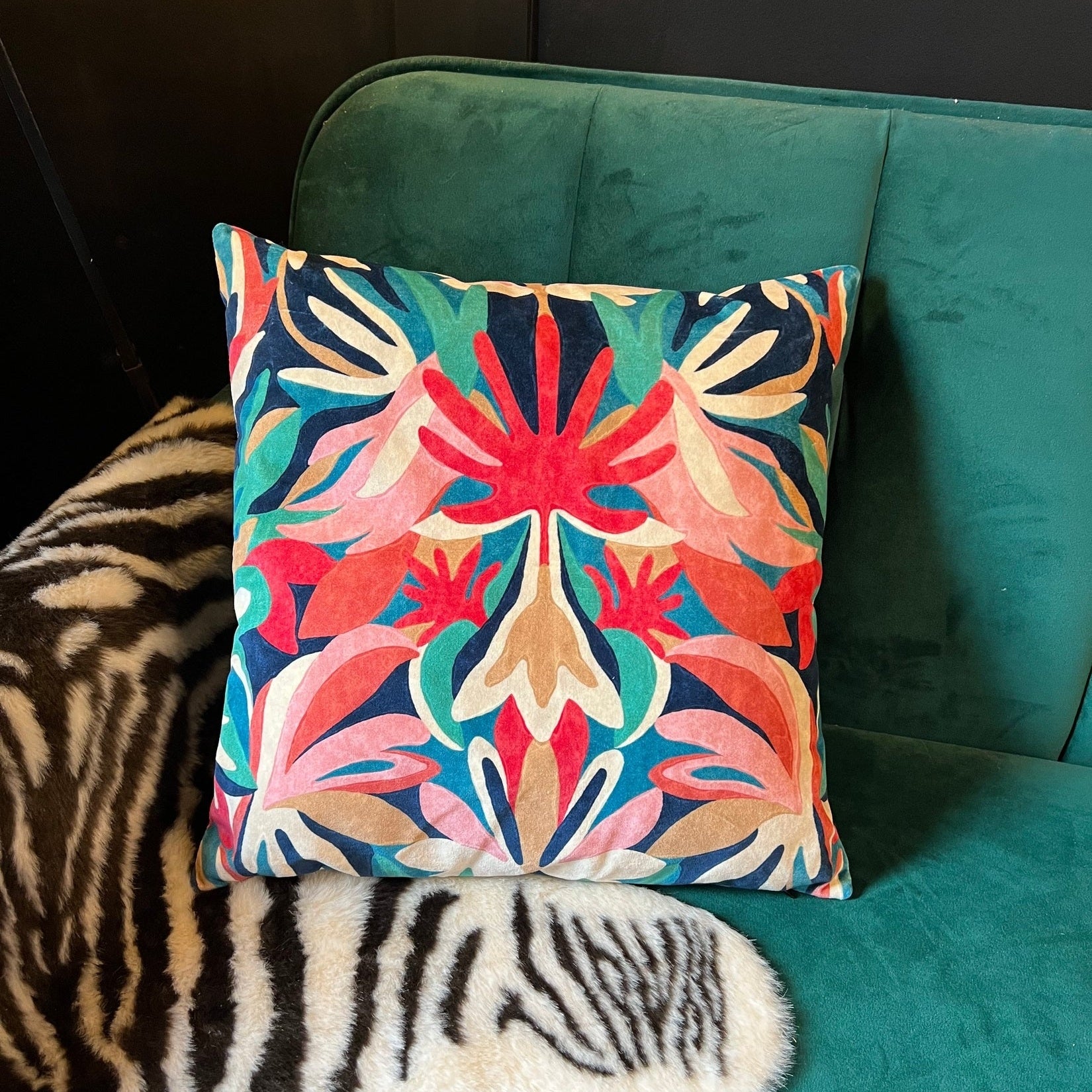 Melora | Navy & Red Velvet | Harlequin | Cushion