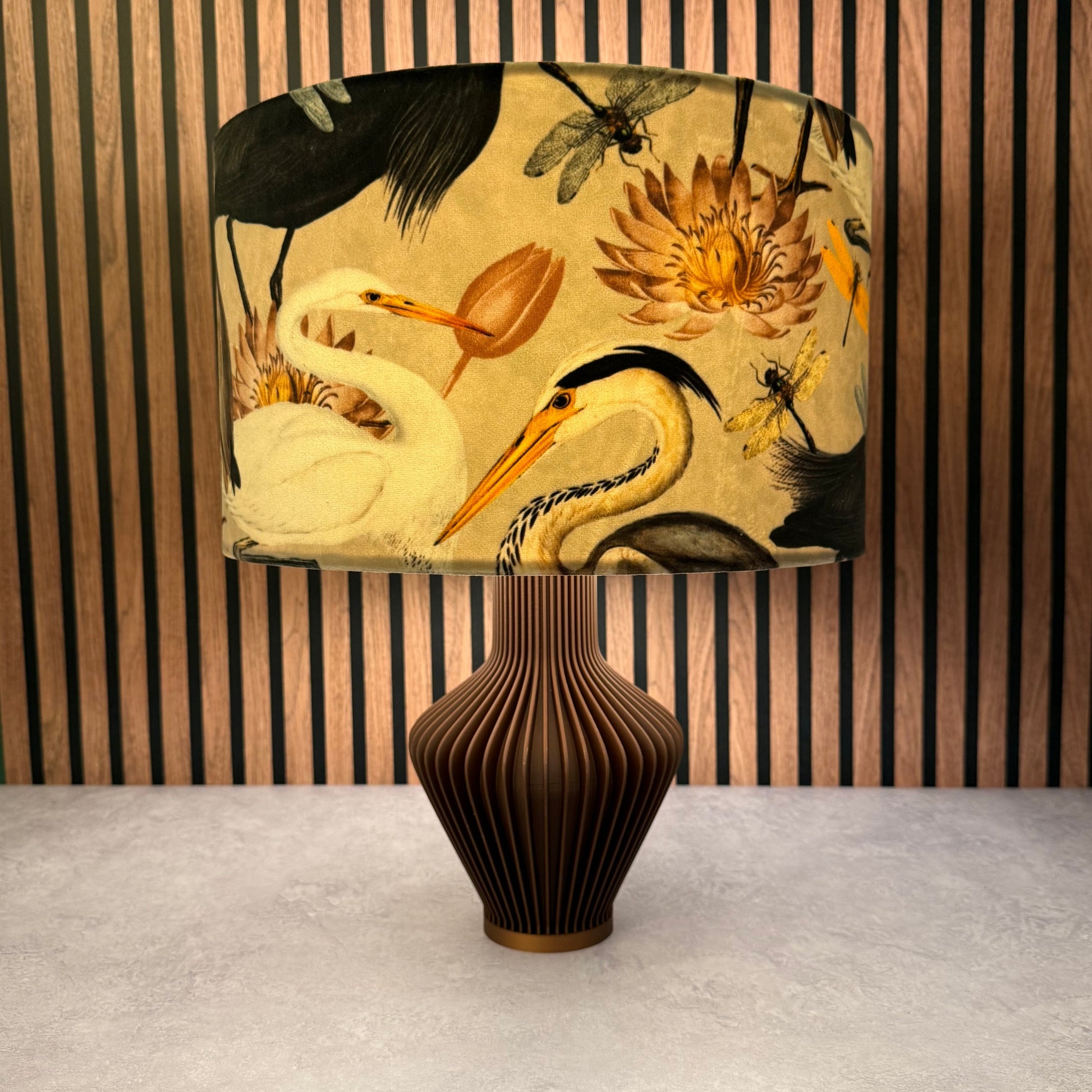 Herons & Egrets | Cream & Mustard Velvet | Lampshade