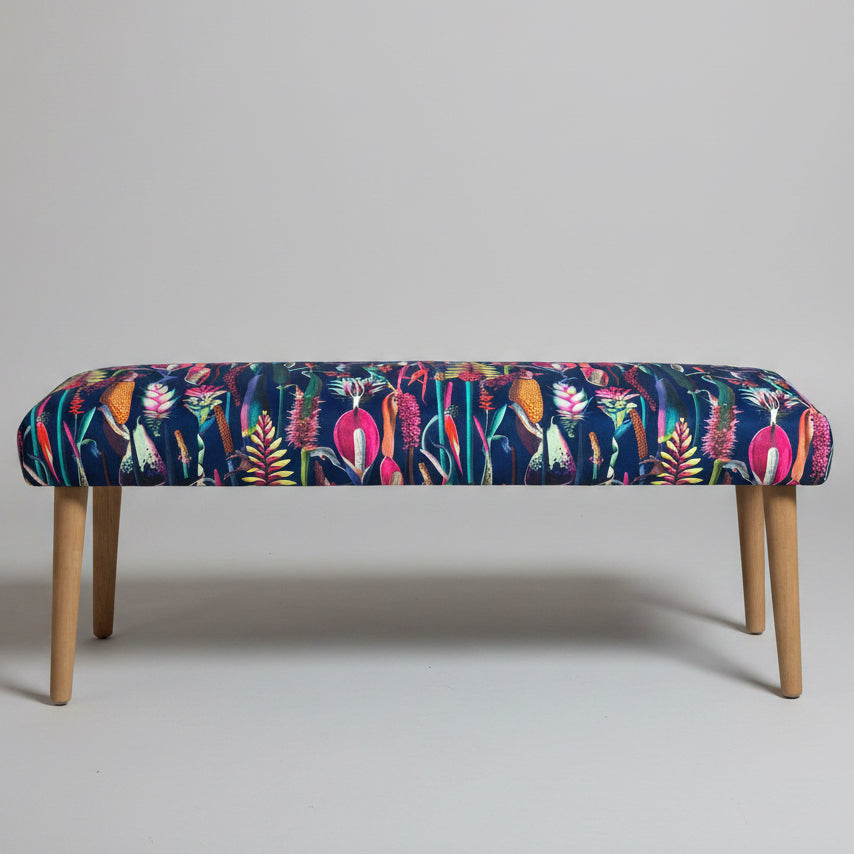 Botanical Lily | Navy & Pink Velvet| Bench