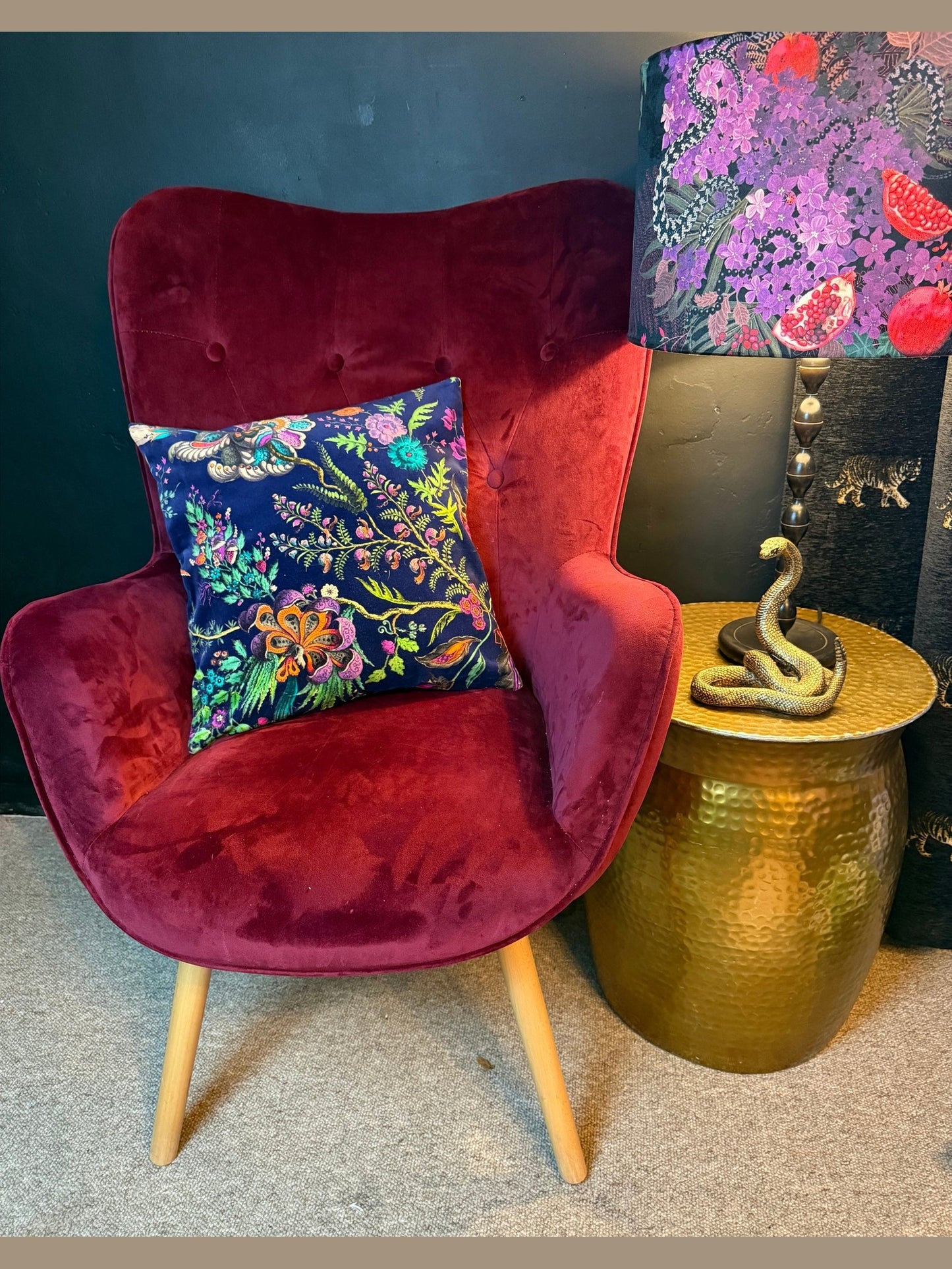 Wonderland luxury velvet cushion Sophie Robinson Harlequin