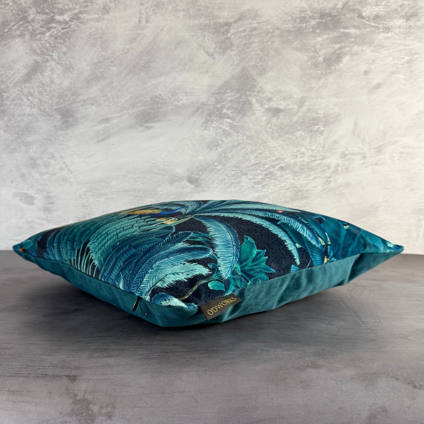 Tropical Paradise Jungle parrot & toucan velvet Footstool