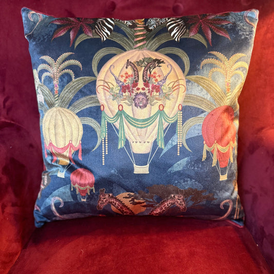 Balloon safari luxury velvet cushion Becca Who