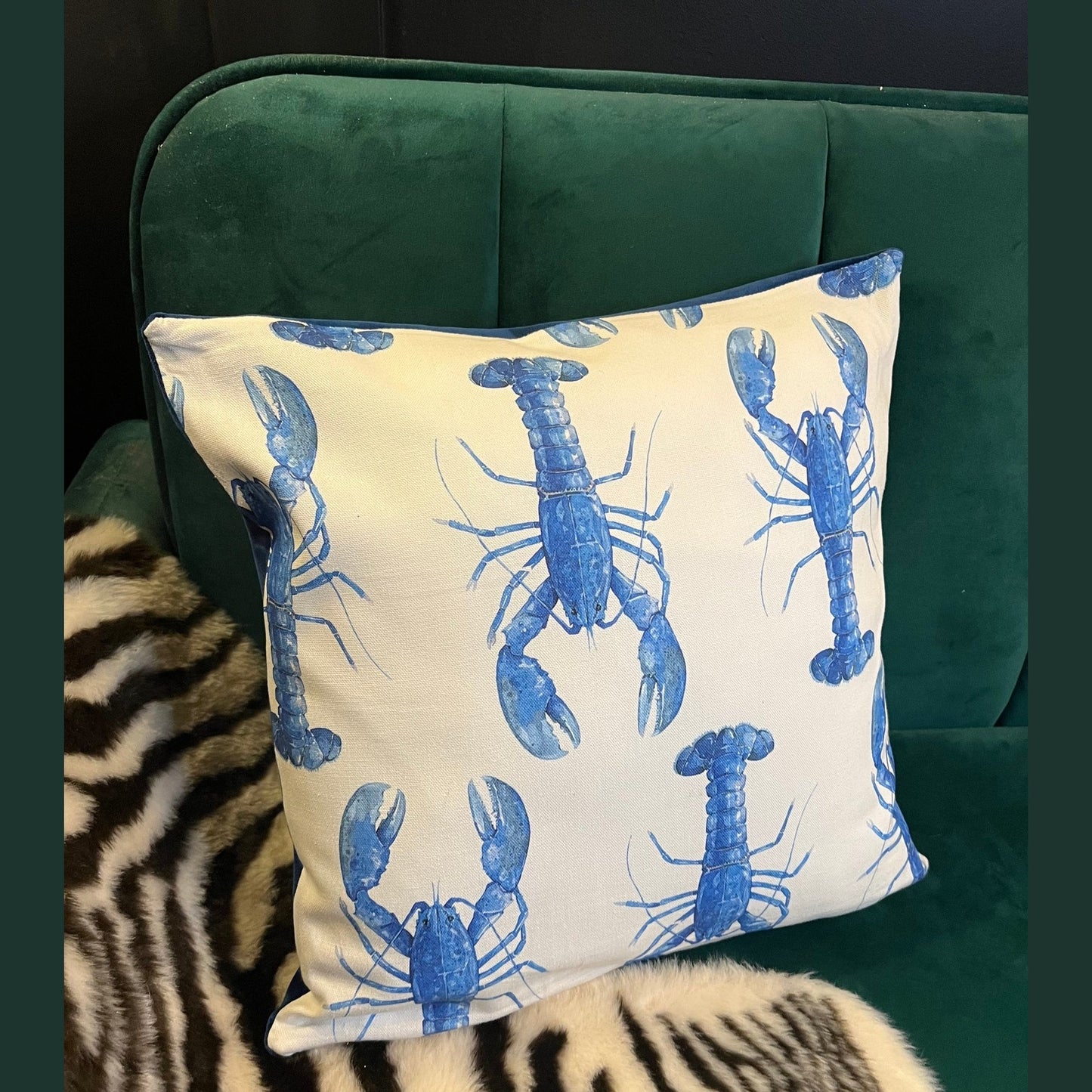 The blue lobster cushion
