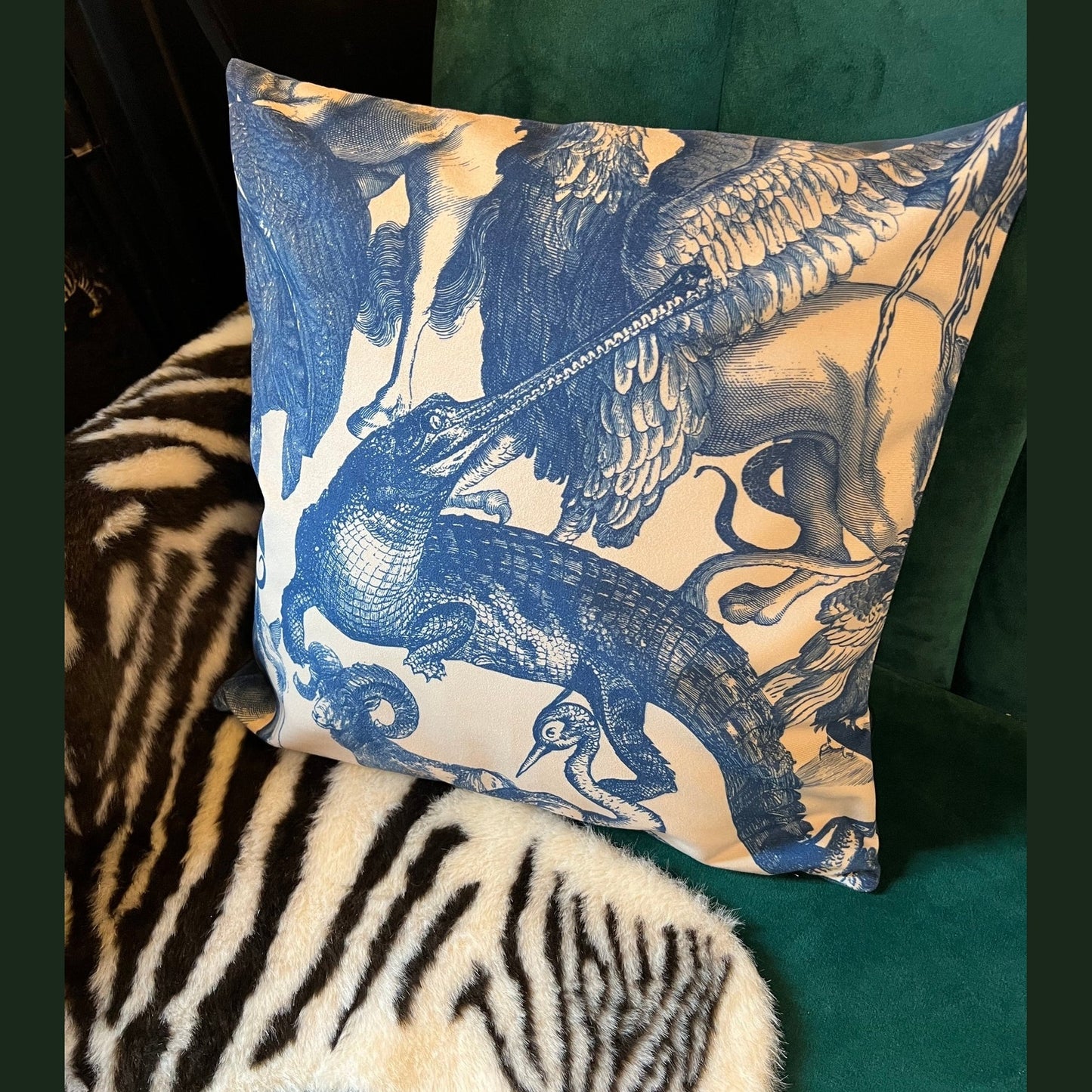 Mythical beasts luxury velvet cushion