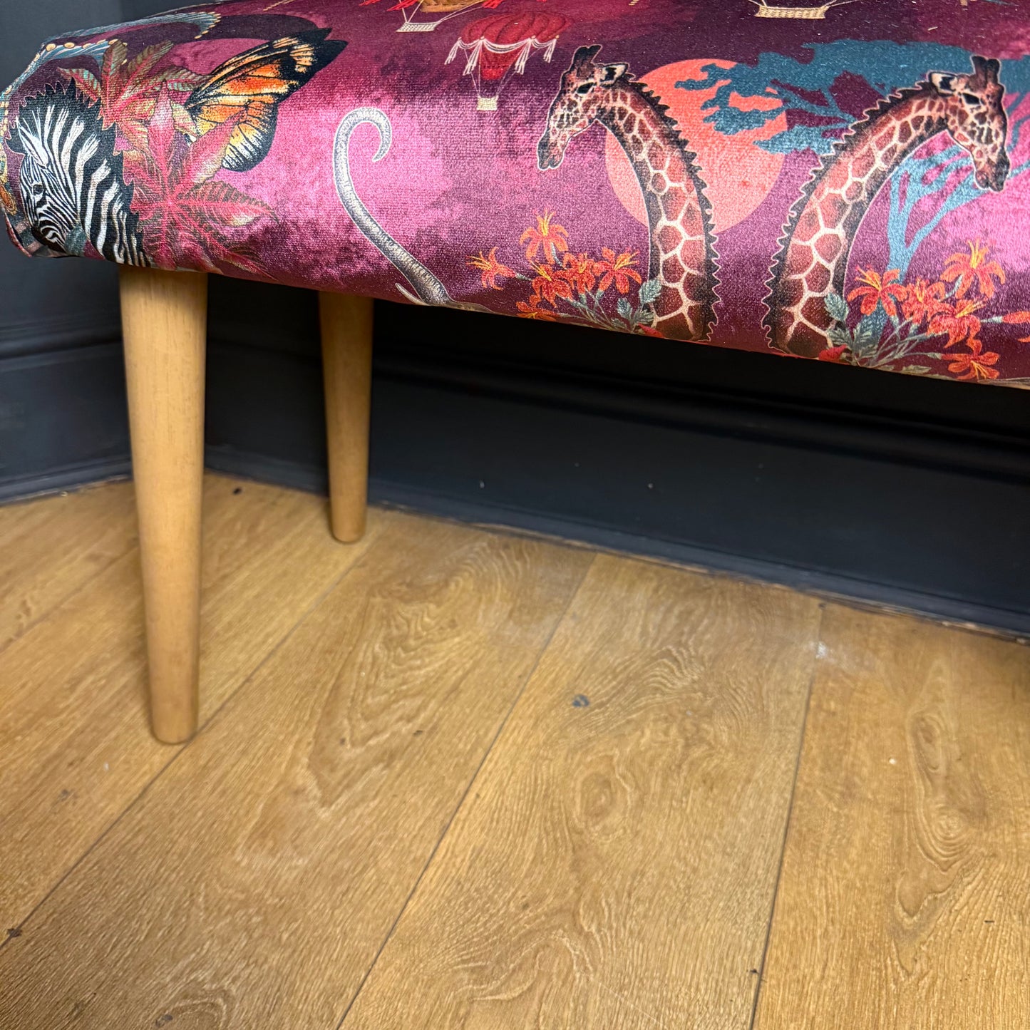 Balloon Safari velvet bench seat / shoe seat / boot room bench Becca Who