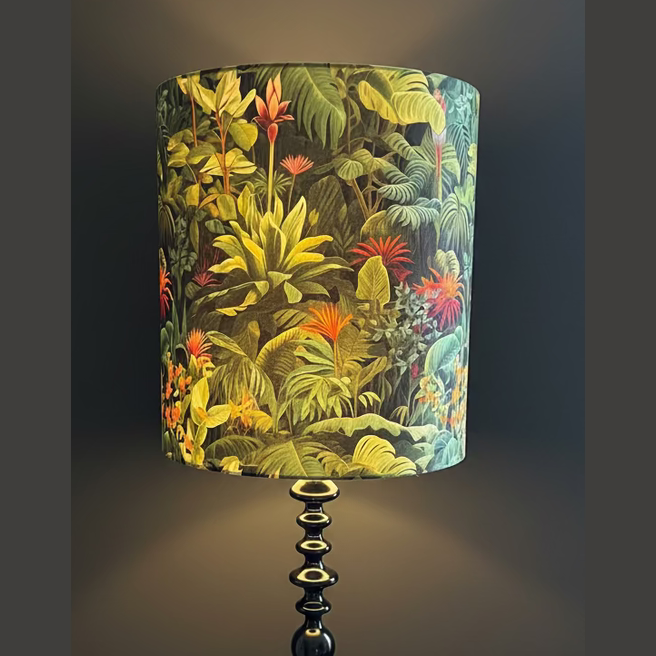 Lush Leaf | Green & Orange Velvet | XL Lampshade