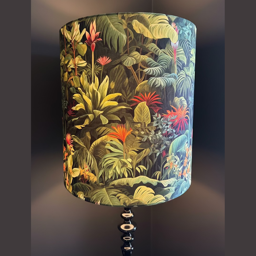 Lush Leaf | Green & Orange Velvet | XL Lampshade