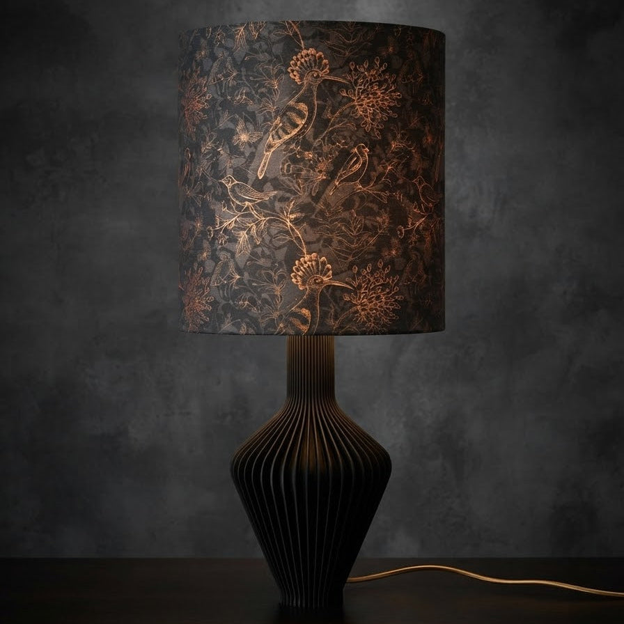 Rustic Birds | Black & Copper Velvet | Extra Deep Lampshade