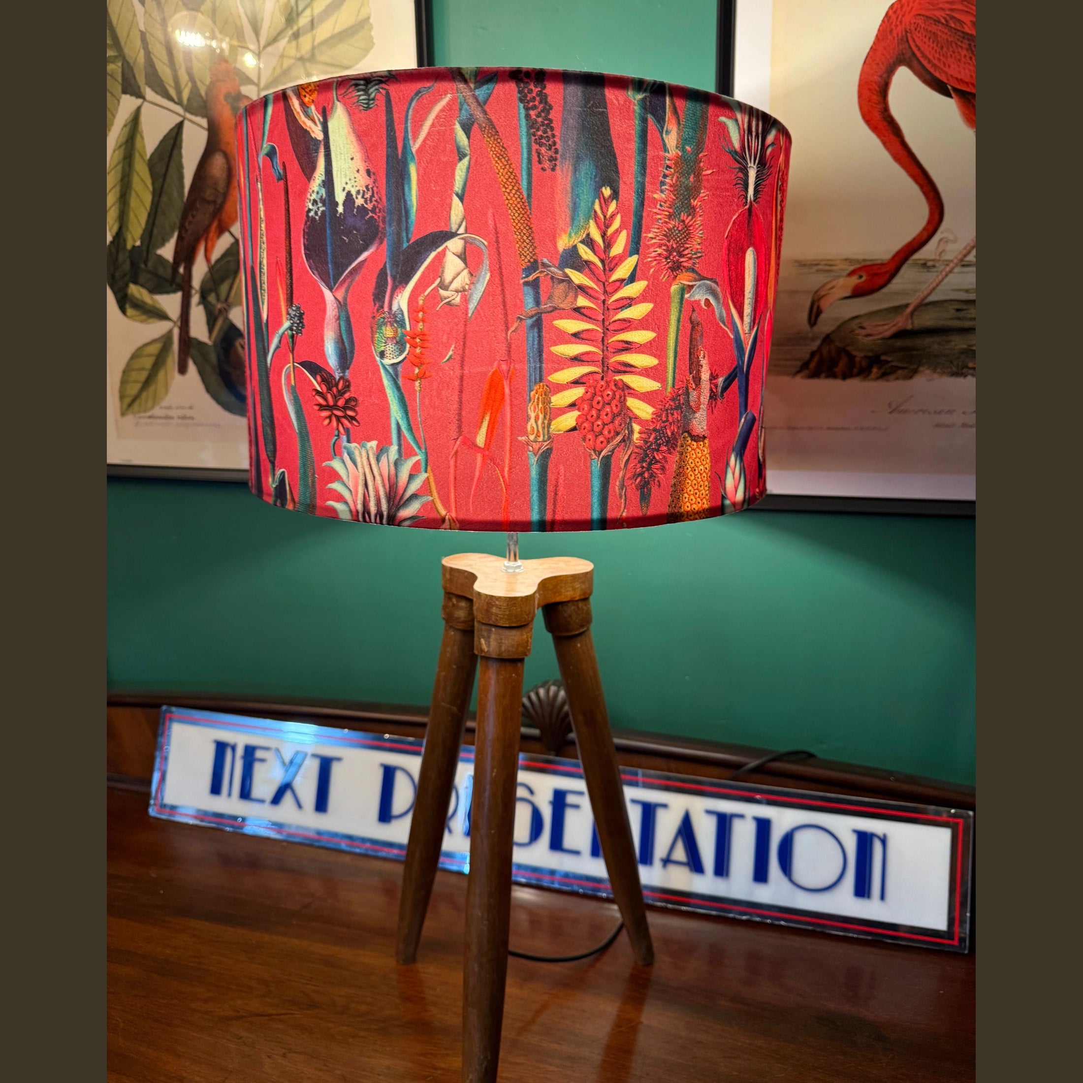 Botanical Lily | Pink & Teal Velvet | Lampshade