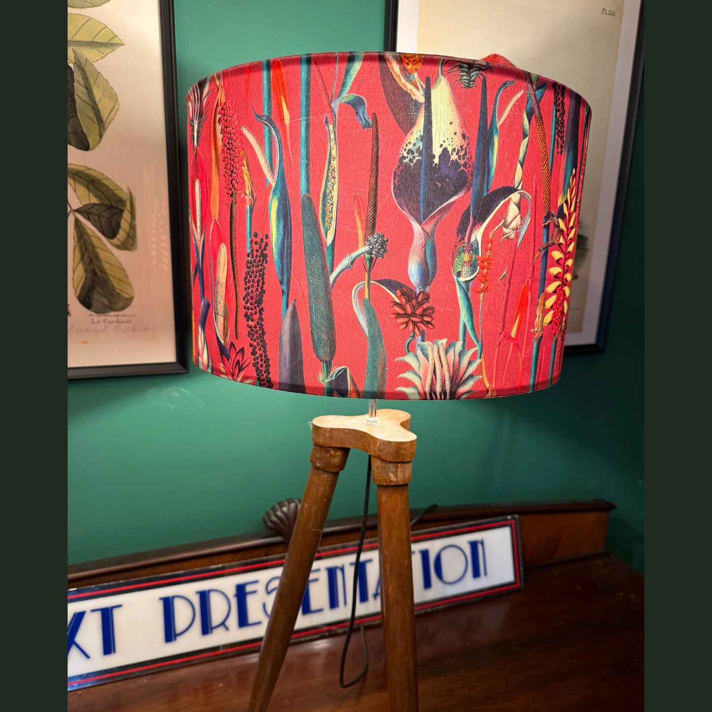 Hot Pink botanical lily velvet lampshade