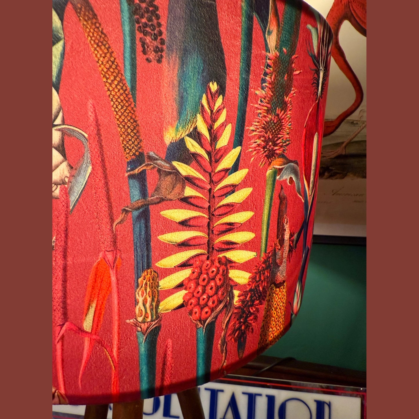 Hot Pink botanical lily velvet lampshade