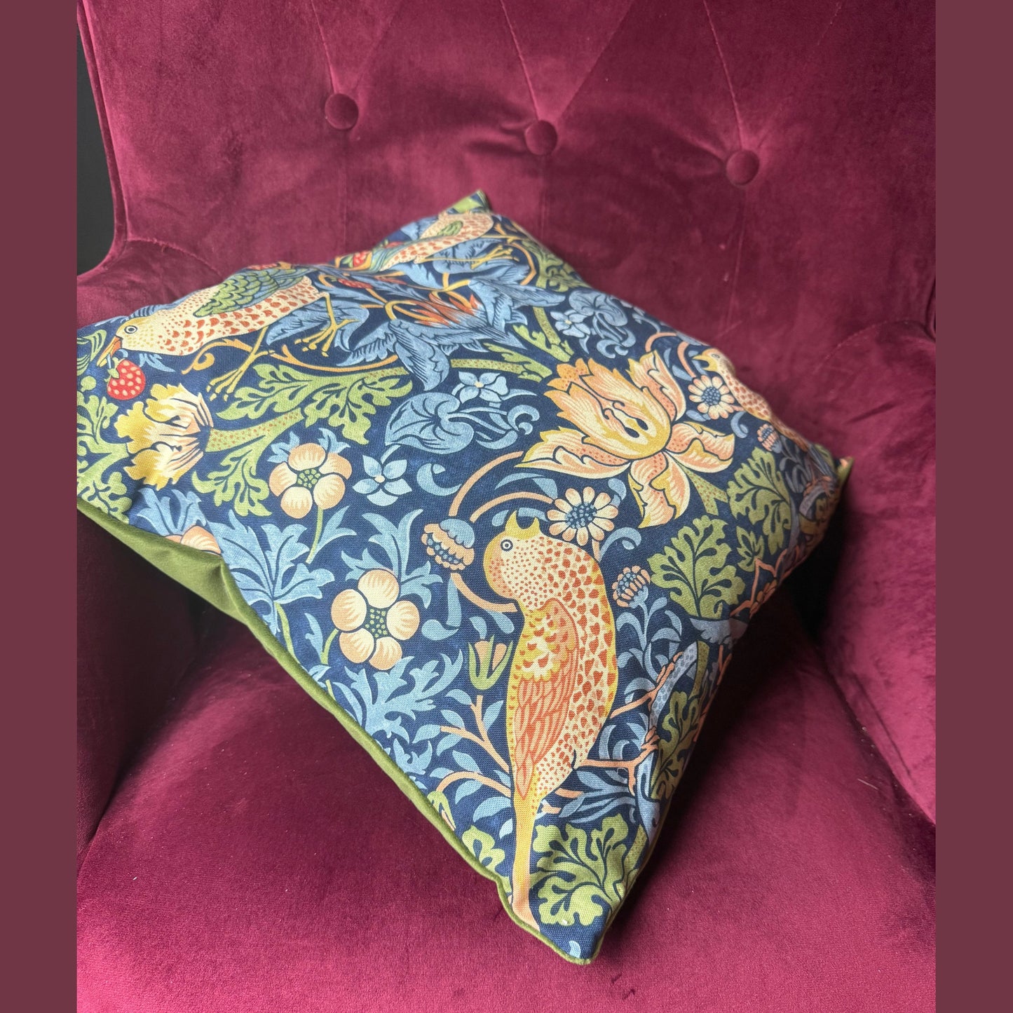 William Morris & Co Strawberry thief cushion indigo and mineral