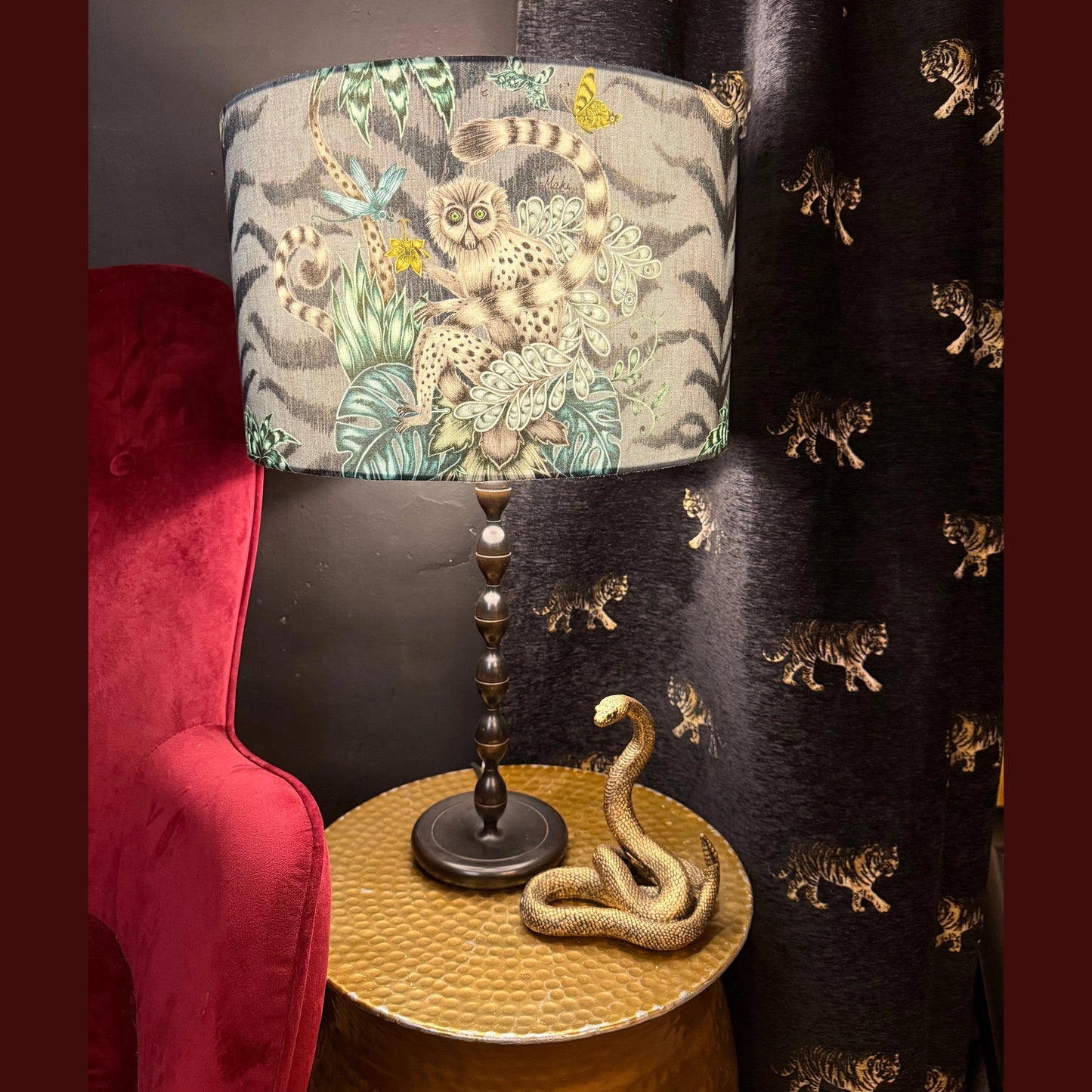 Emma J Shipley Lamur navy cushion