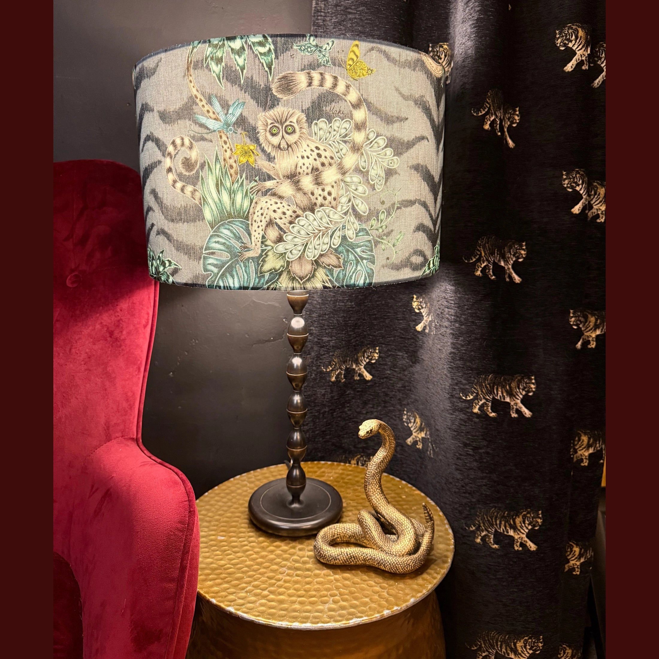 Lemur | Blue & Grey | Emma J Shipley | Lampshade