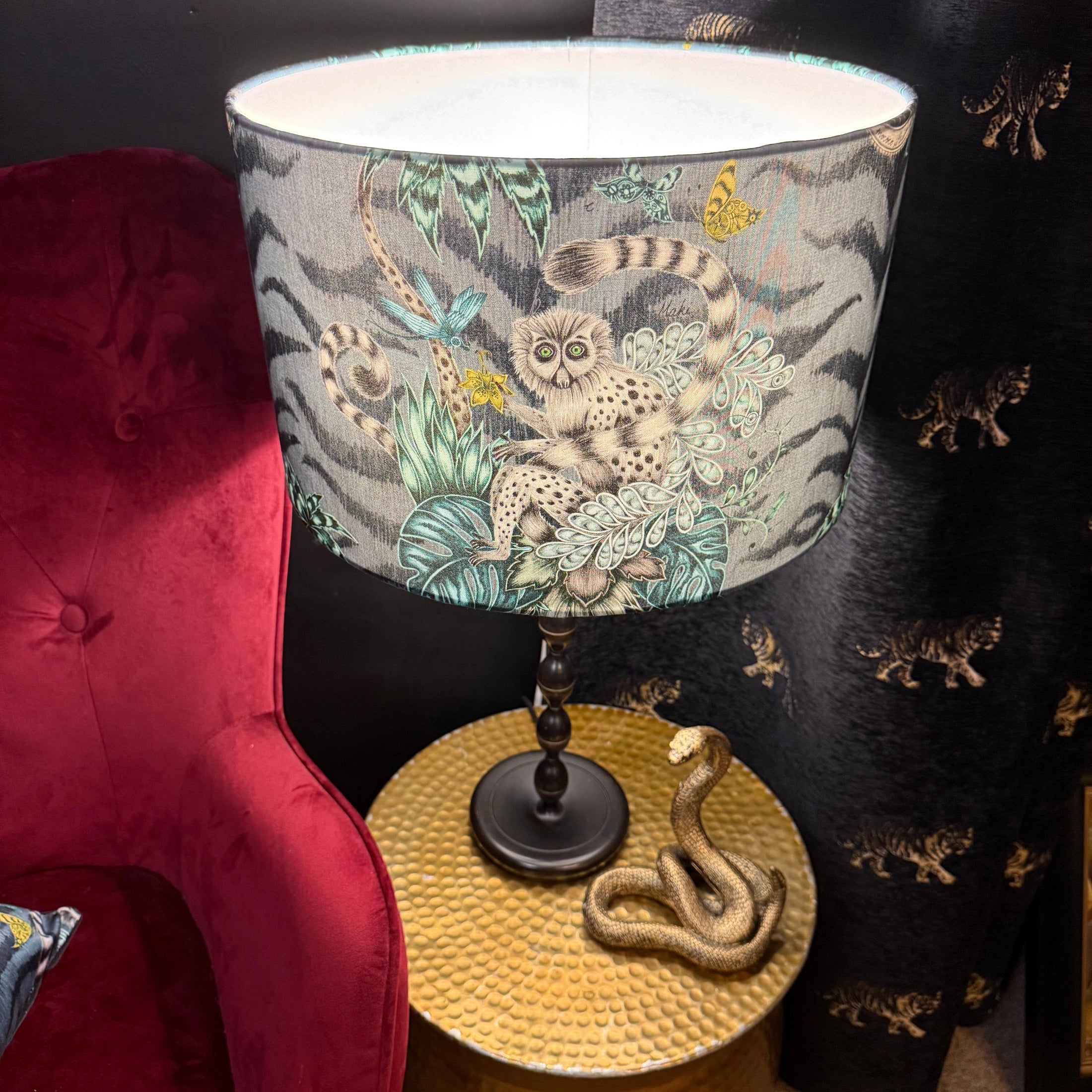 Lemur | Blue & Grey | Emma J Shipley | Lampshade