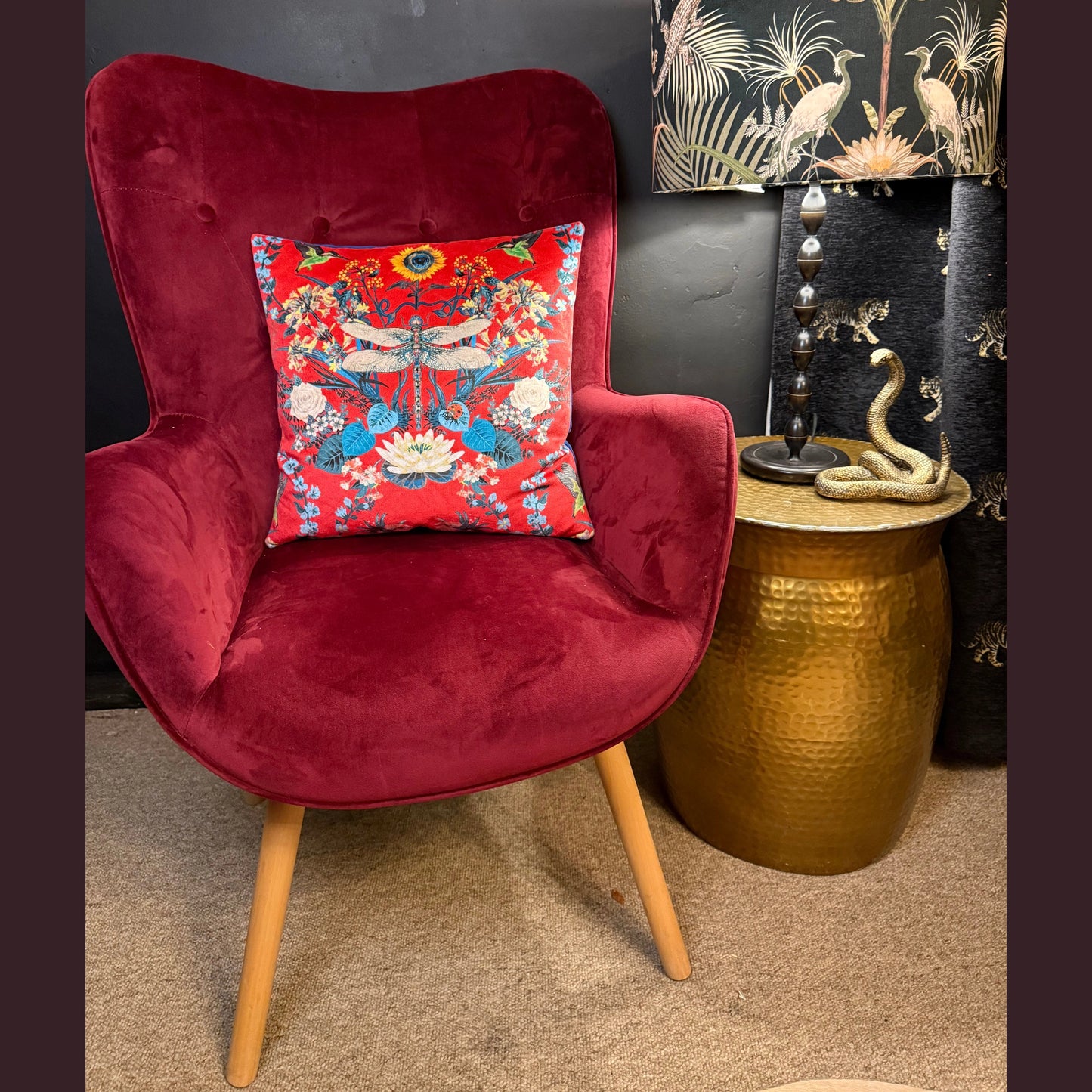 Garden treasures scarlet luxury velvet cushion Becca Who