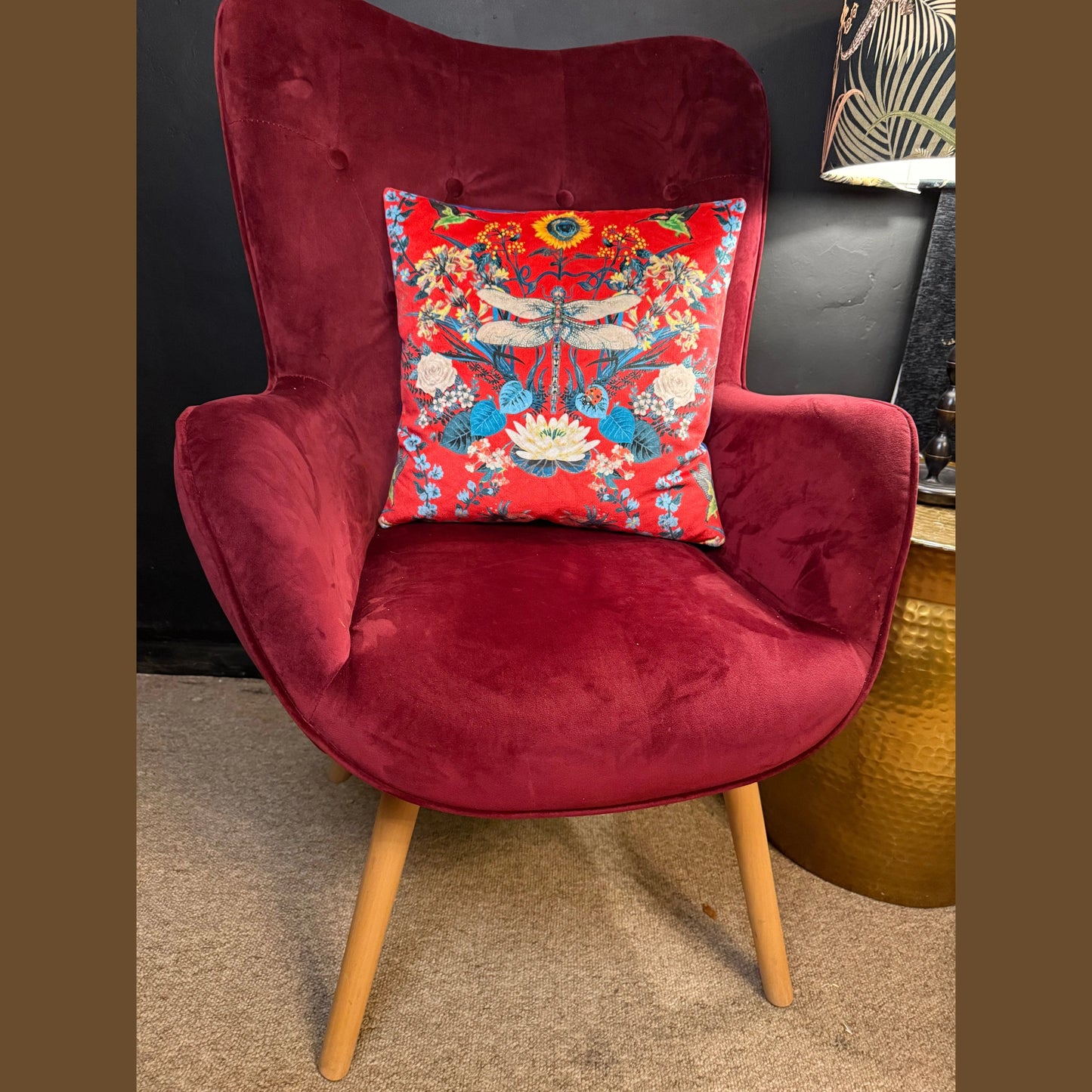 Garden treasures scarlet luxury velvet cushion Becca Who