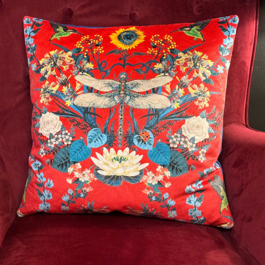 Garden treasures scarlet luxury velvet cushion Becca Who