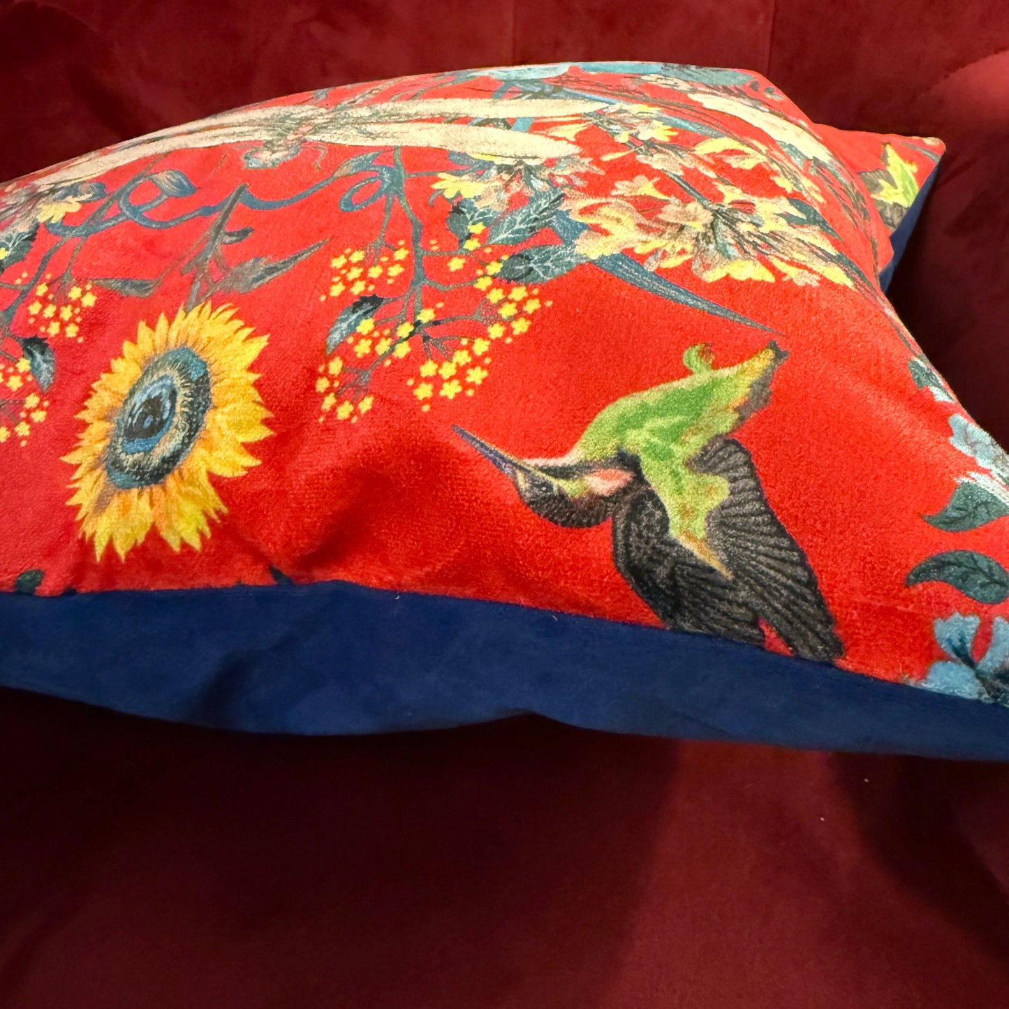 Garden treasures scarlet luxury velvet cushion Becca Who