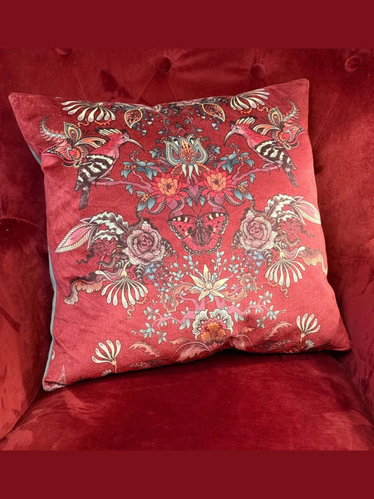 Eden berries luxury pink velvet cushion Becca Who