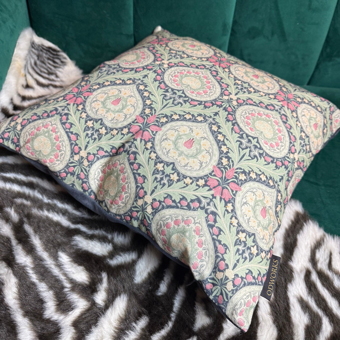 William Morris Eden luxury feather cushion in midnight