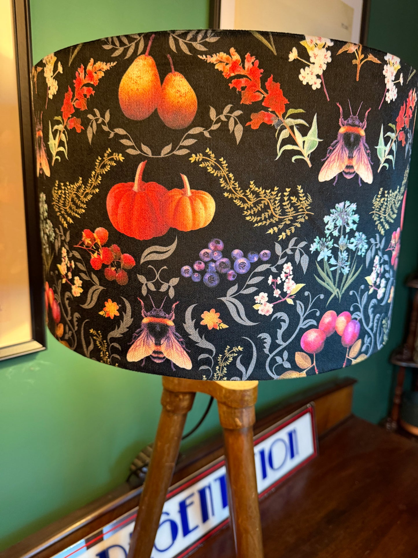 Bee black pumpkin velvet lampshade Becca Who