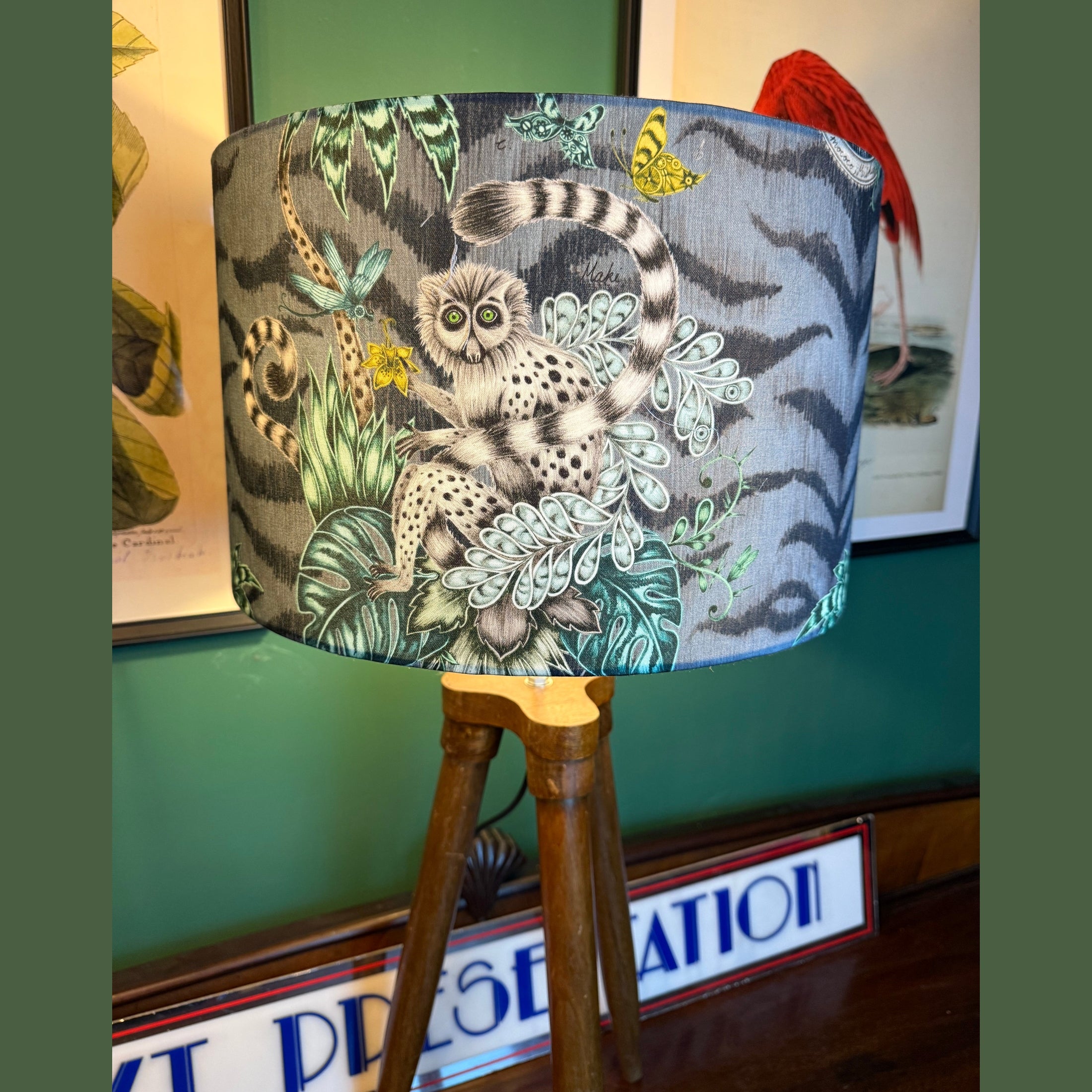 Lemur | Blue & Grey | Emma J Shipley | Lampshade
