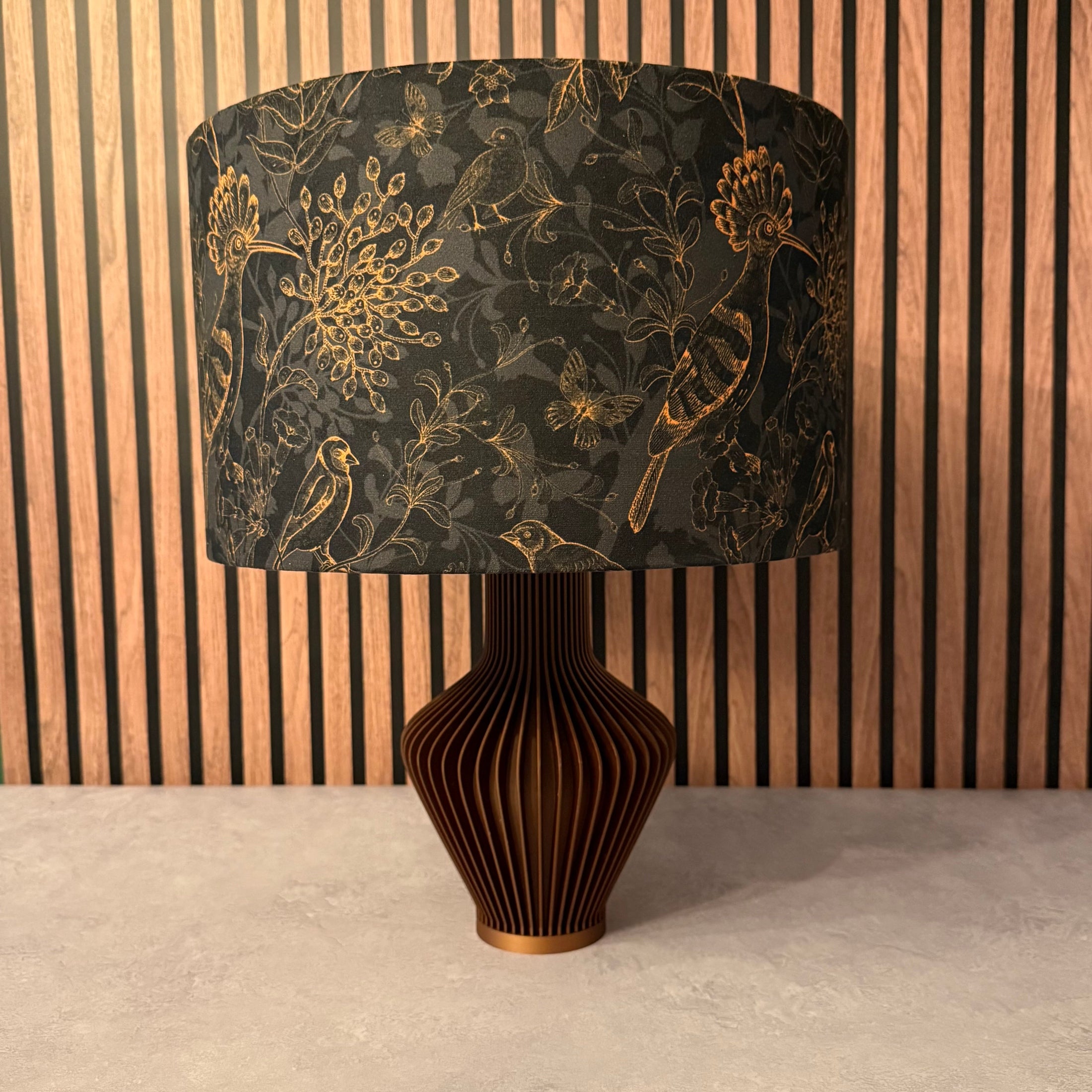 Rustic Birds | Black & Copper Velvet | Lampshade