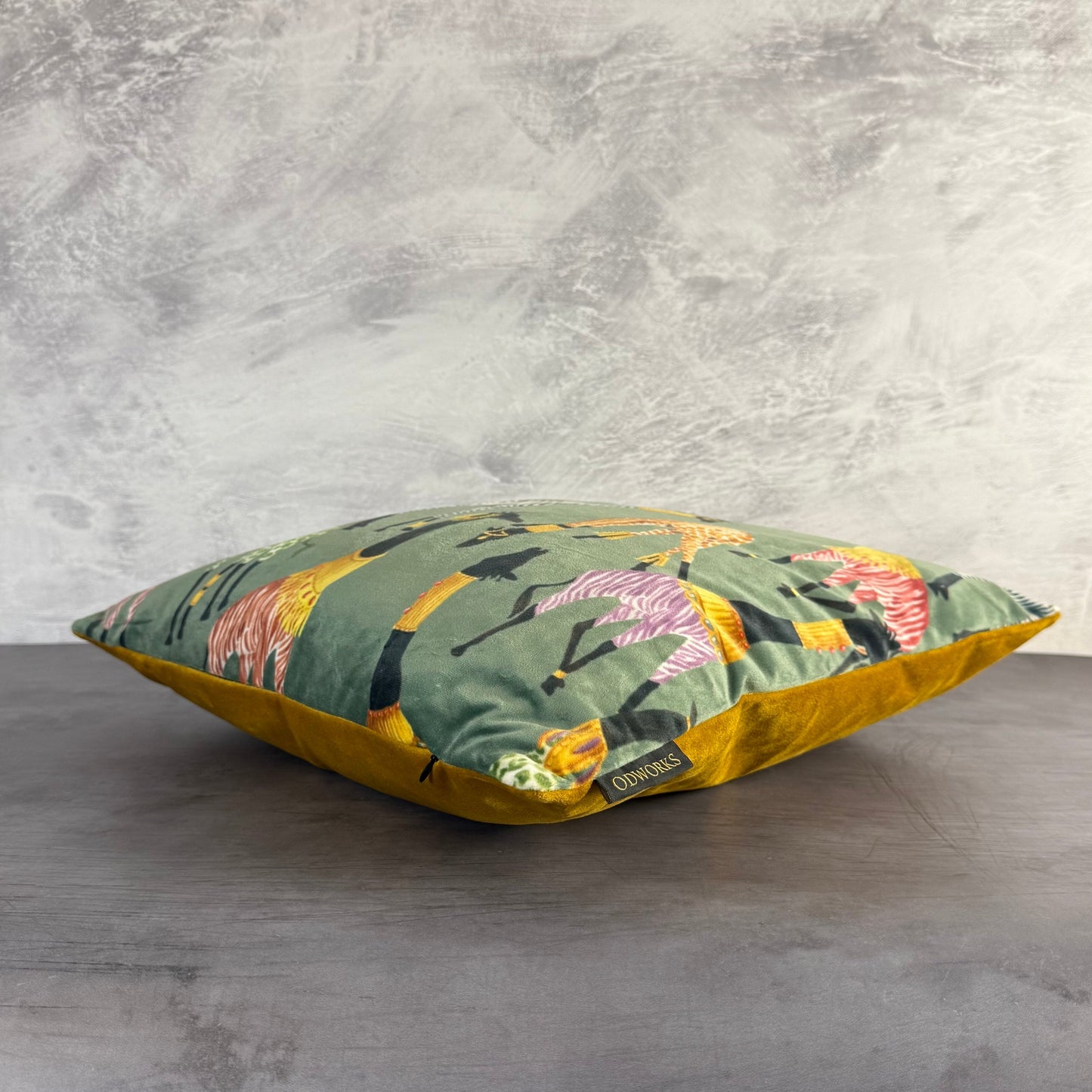 Giraffes in jumpers velvet  cushion