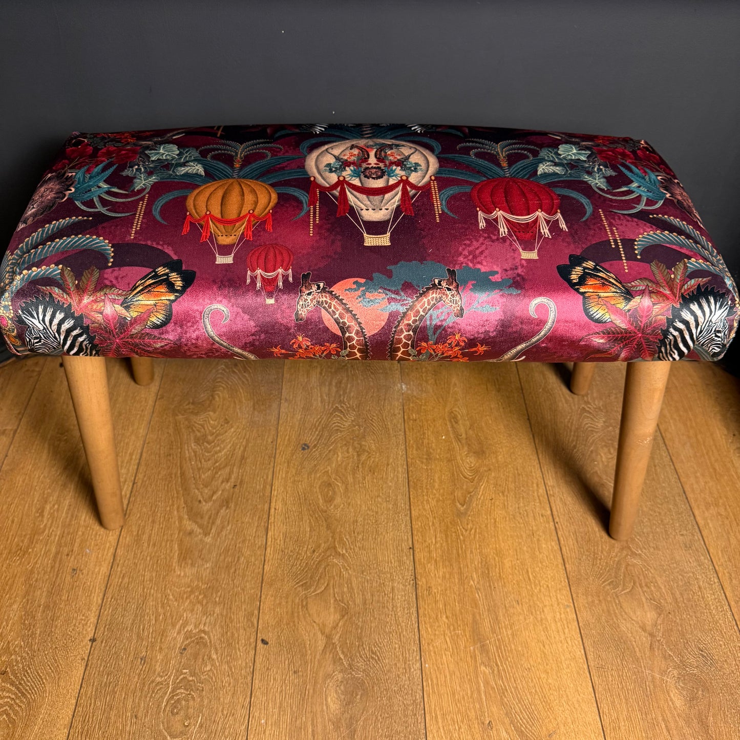 Balloon Safari velvet bench seat / shoe seat / boot room bench Becca Who