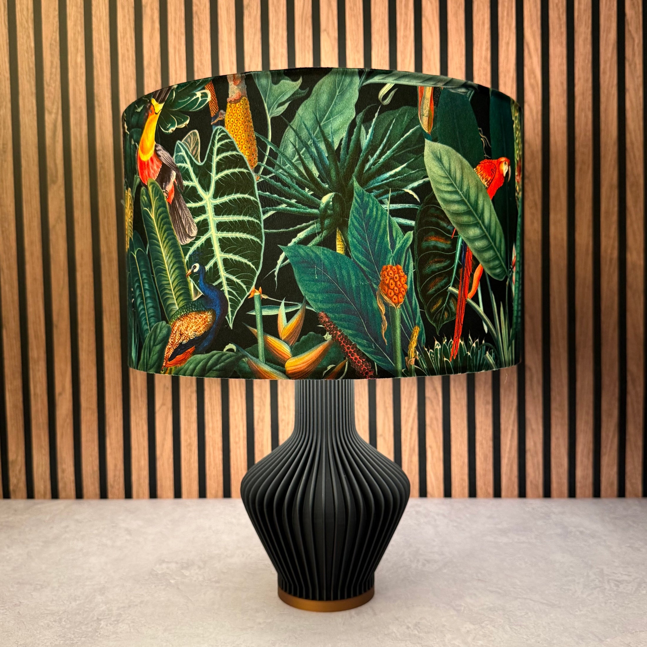 Rainforest Black & Green Velvet | Lampshade