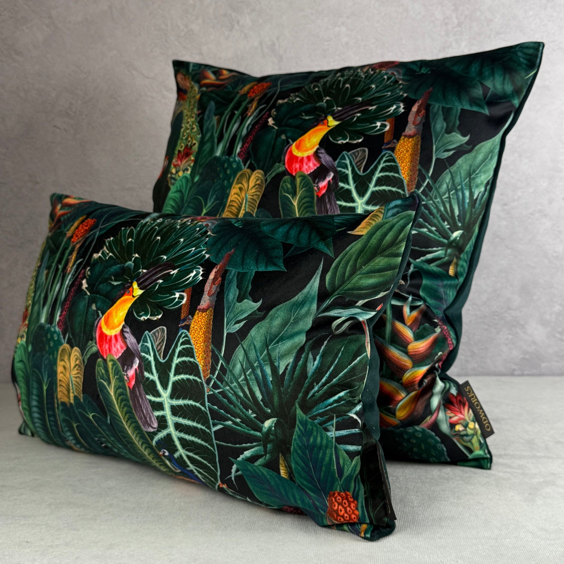 Rainforest | Black & Green Velvet | Cushion