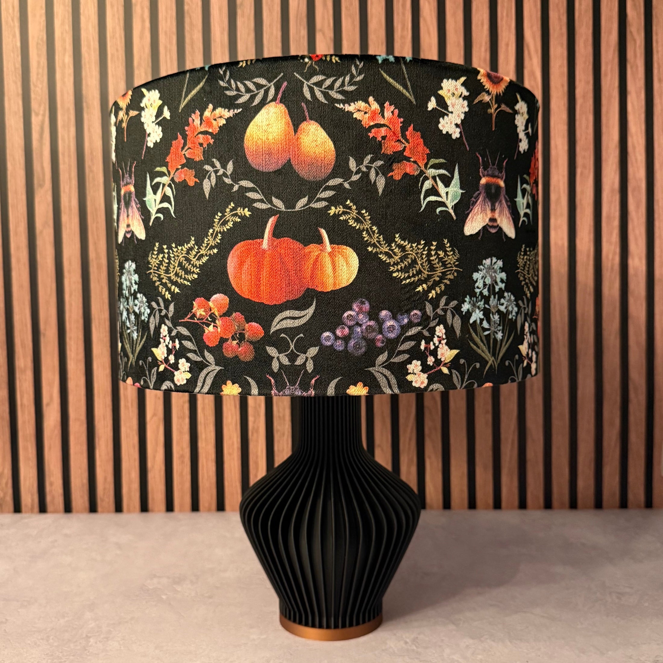 Bee Dance |  Black & Orange Velvet | Becca Who | Lampshade
