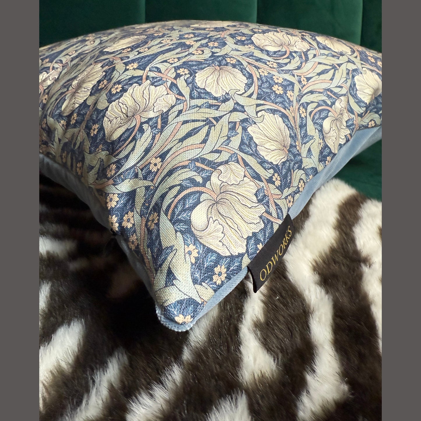 William Morris  Pimpernel luxury feather cushion in navy