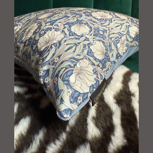 William Morris  Pimpernel luxury feather cushion in navy