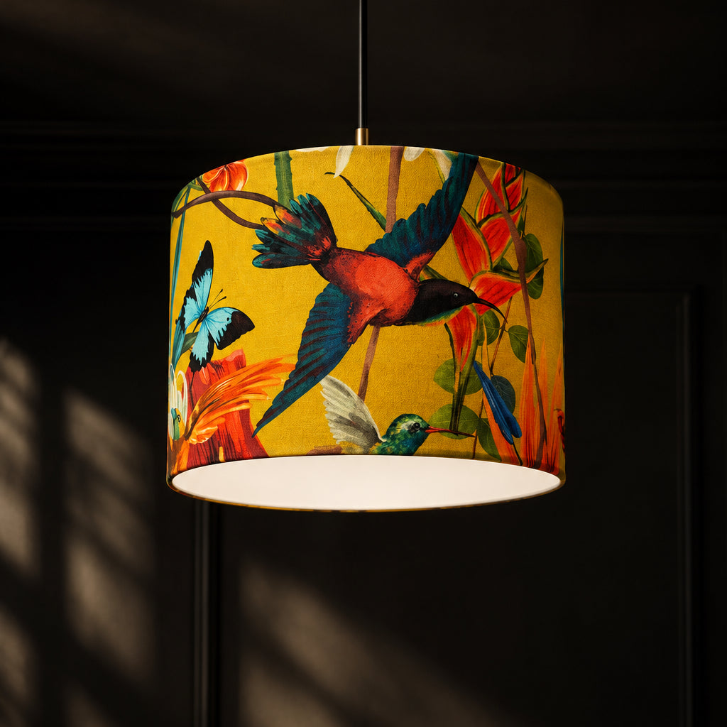 Flamingo  | Yellow & Pink Velvet | Pendant Lampshade
