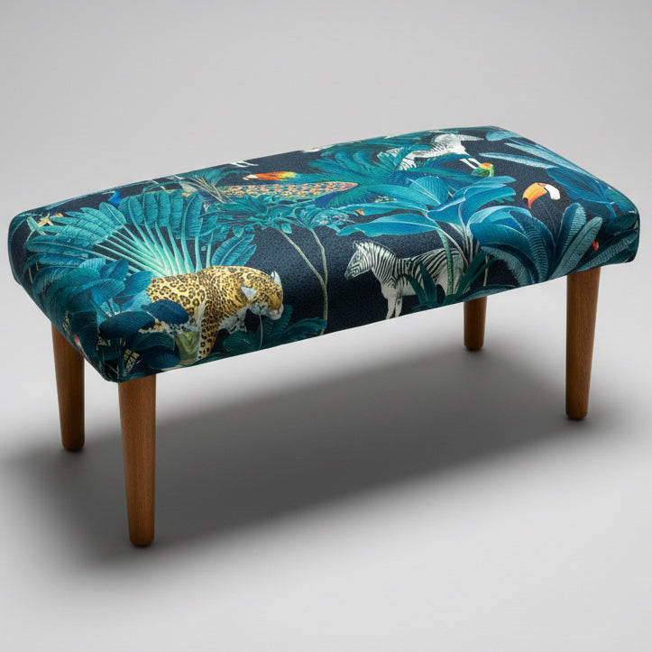 Tropical Paradise | Grey & Teal Velvet | Footstool