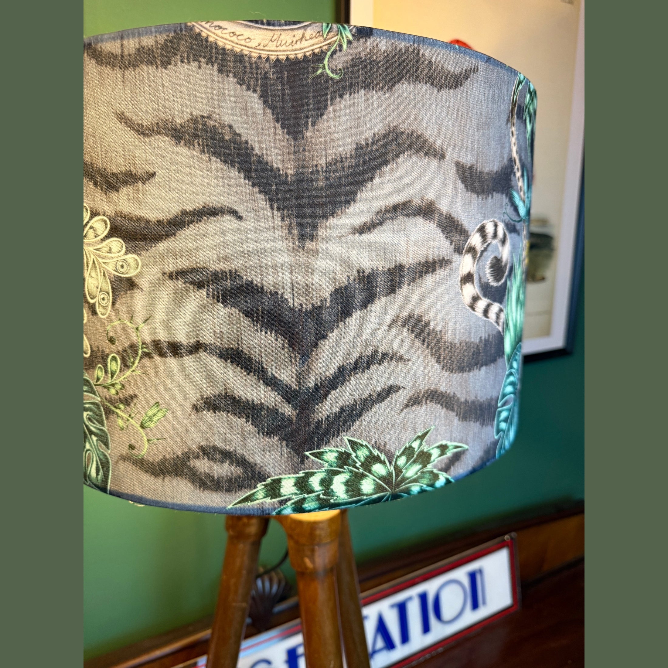 Lemur | Blue & Grey | Emma J Shipley | Lampshade